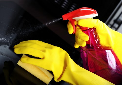 Professional cleaners tidying a Camberwell office reception area